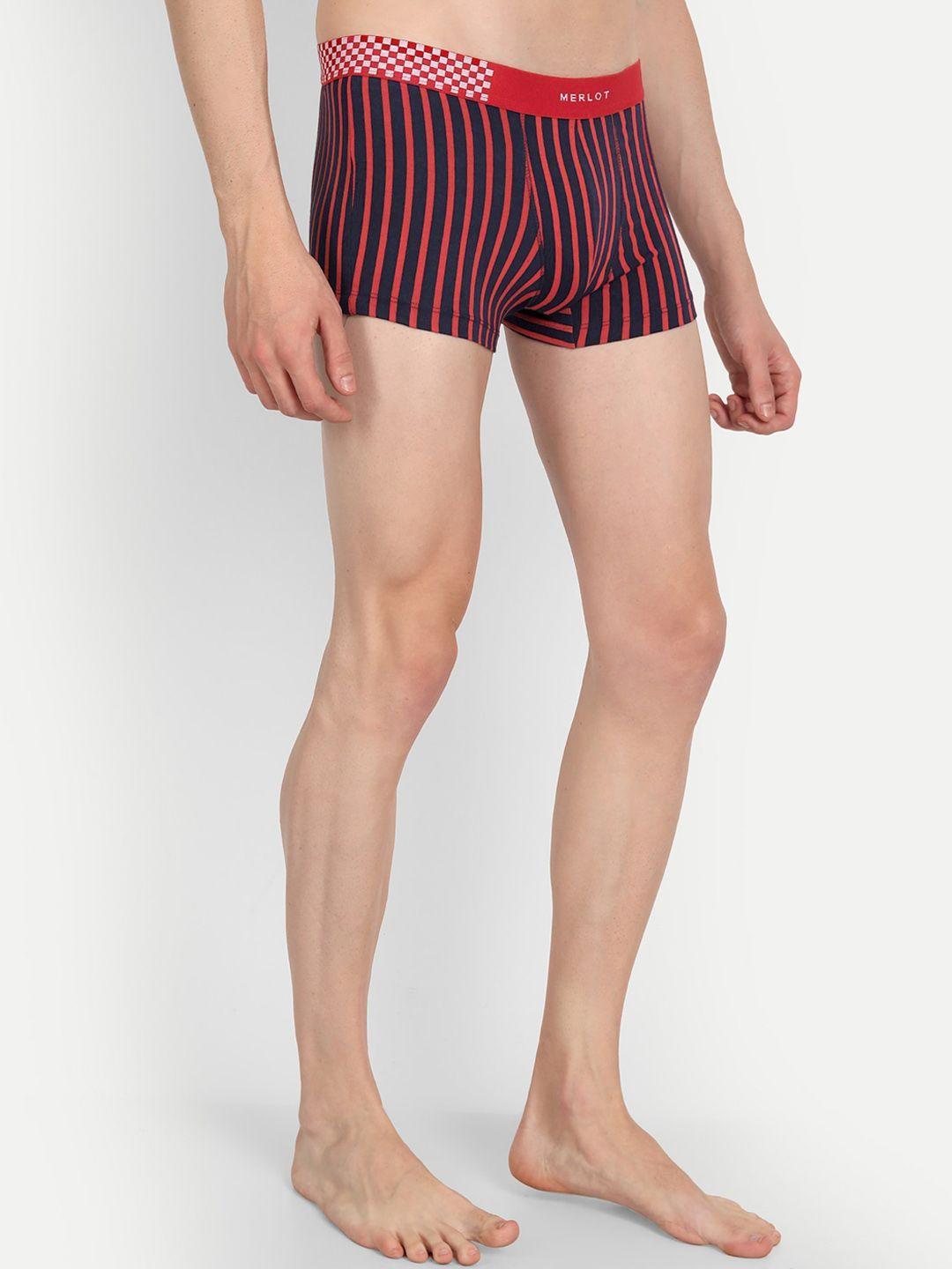 merlot men navy blue & red striped trunk