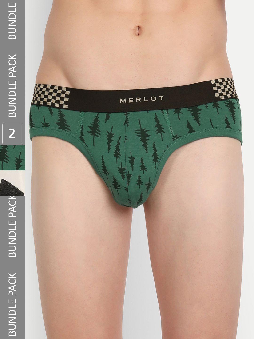 merlot men pack of 2 printed ultra-soft & smooth bamboo cotton basic briefs