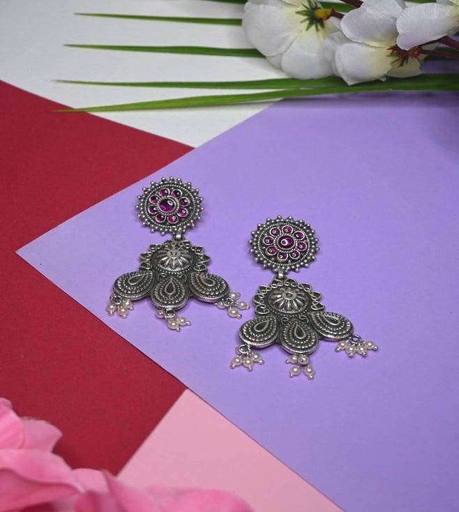 mero silver kundan earrings