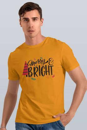 merry bright round neck mens t-shirt - yellow