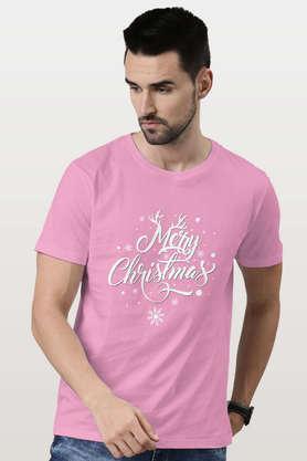merry christmas round neck mens t-shirt - baby pink