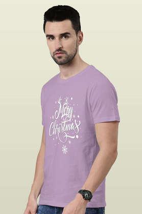 merry christmas round neck mens t-shirt - lavender