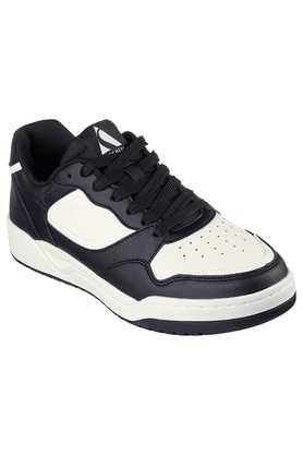 mesh lace up men's casual shoes - black & white