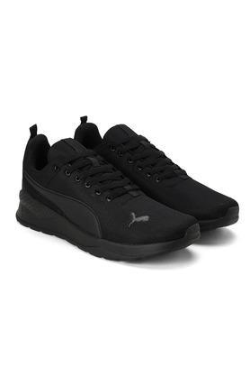 mesh mid tops lace up men's sport shoes - black