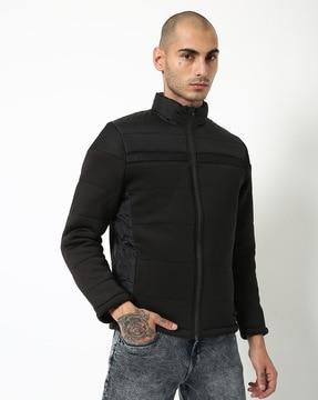 mesh panelled slim fit jacket