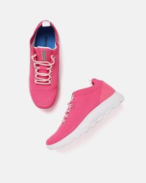 mesh sneakers with lace fastening