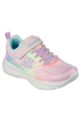 mesh velcro girls casual shoes - pink