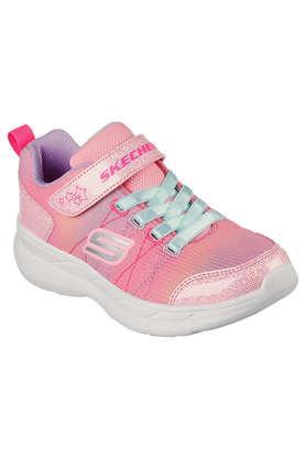 mesh velcro girls sneakers - pink