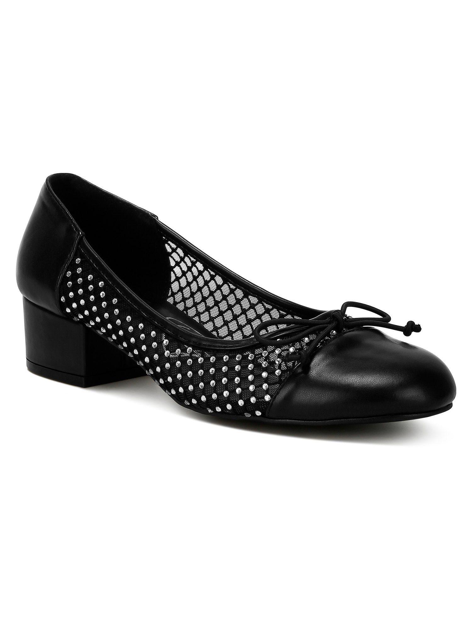 mesh ballerina pumps - black