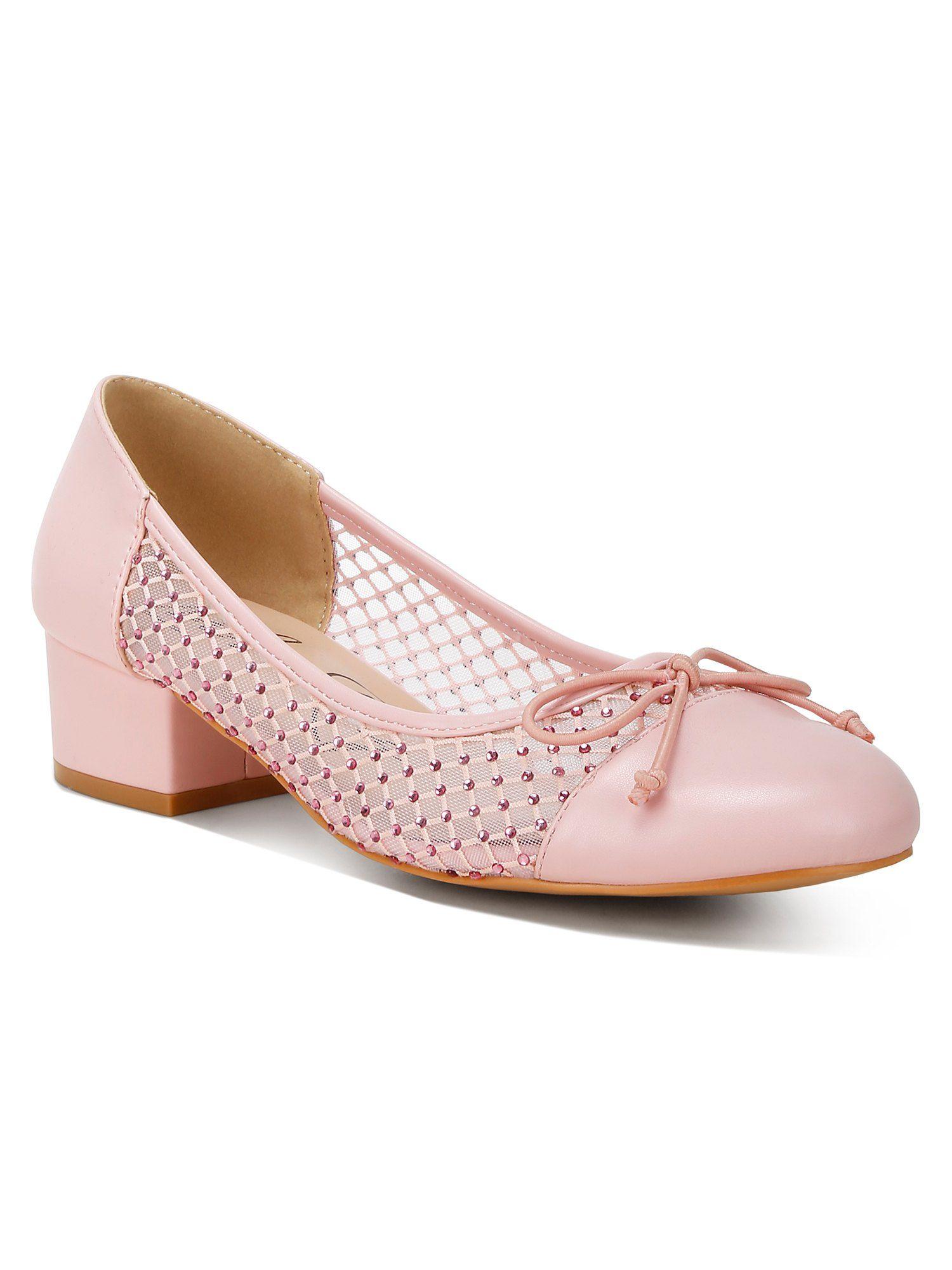 mesh ballerina pumps - pink