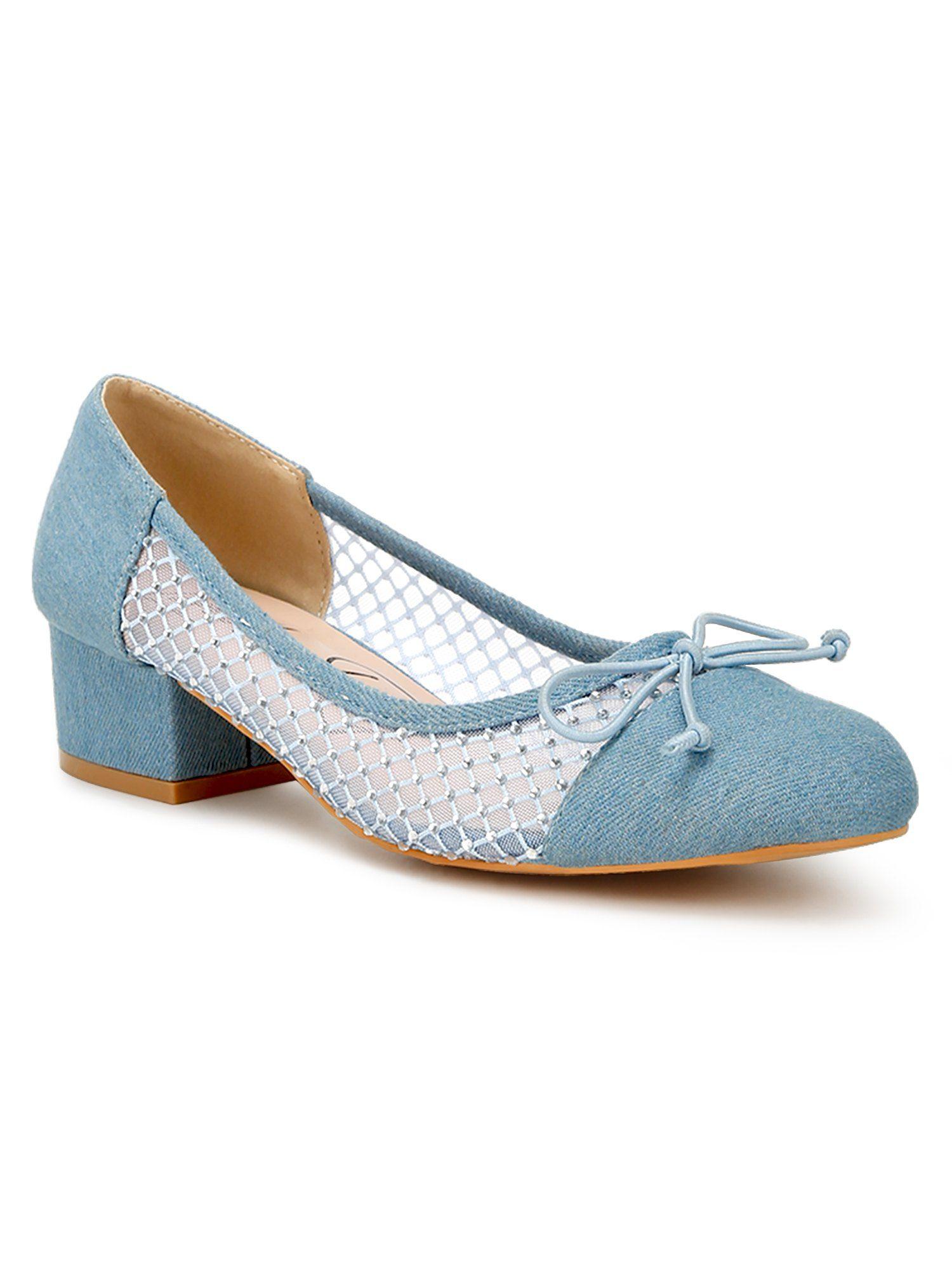 mesh denim pumps - blue