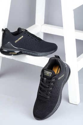 mesh lace up men's sports shoes - black
