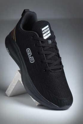 mesh lace up men's sports shoes - black
