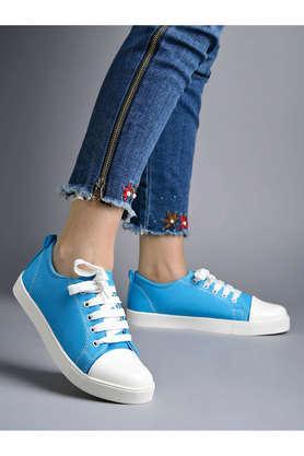 mesh lace up women's sneakers - blue