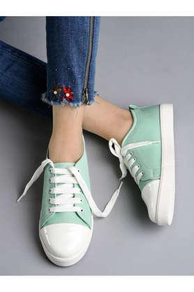 mesh lace up women's sneakers - green