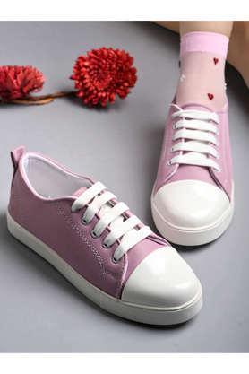 mesh lace up women's sneakers - pink