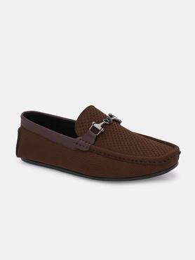 mesh slip-on men's casual wear loafers - brown