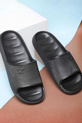 mesh slip-on men's slippers - black