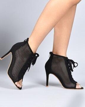 mesh stilettos with zipper heel cap