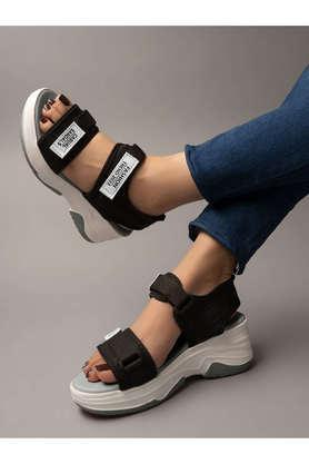 mesh velcro women's casual sandals - grey