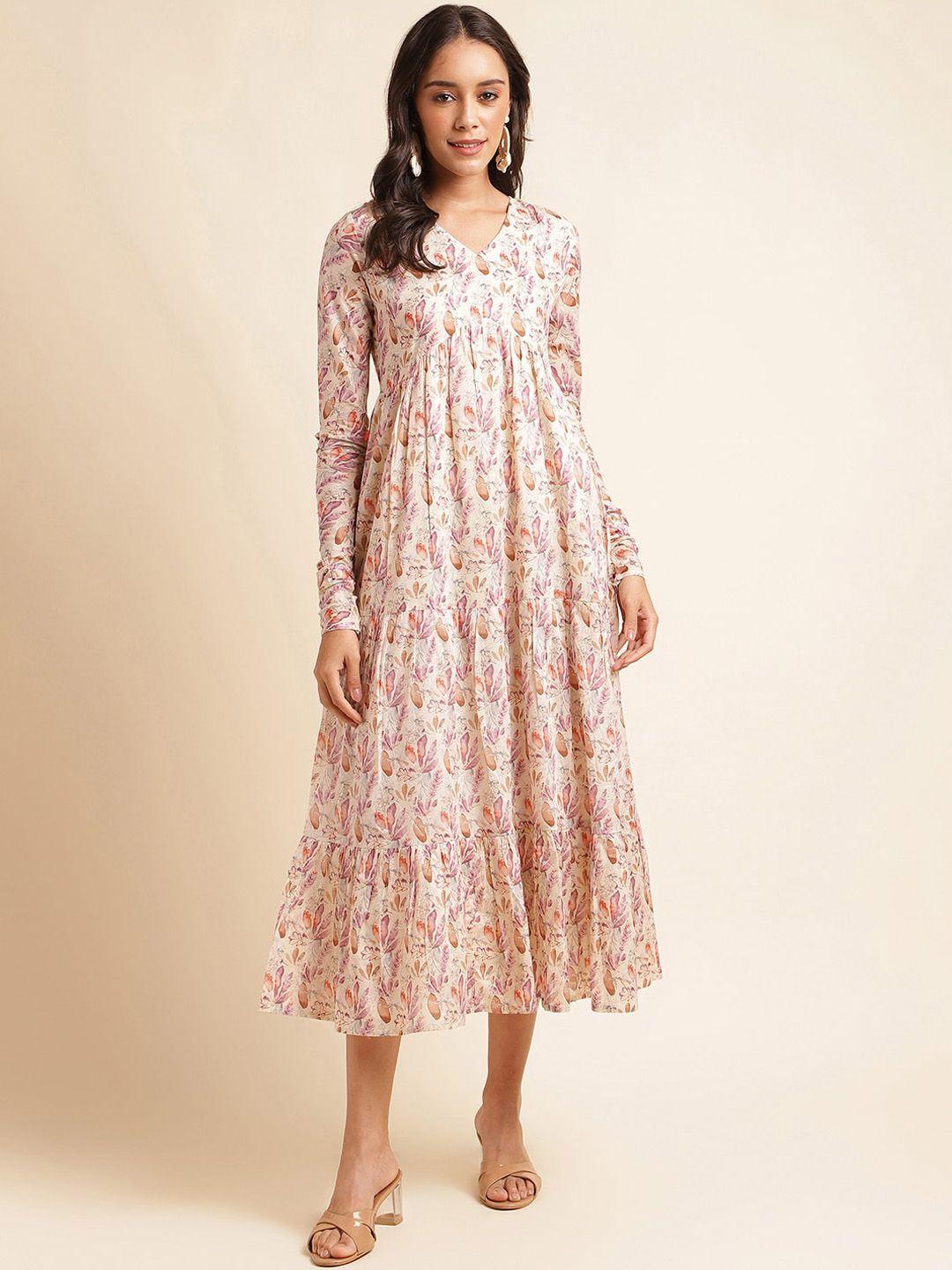 mesmora fashion floral printed cotton empire midi dress