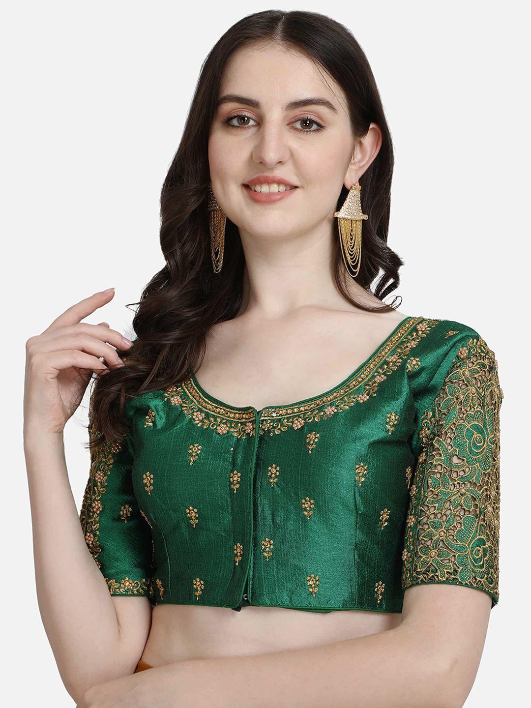 mesmore women green saree blouse
