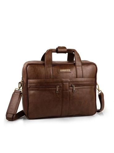 messenger bag double compartment brown leatherette uptown