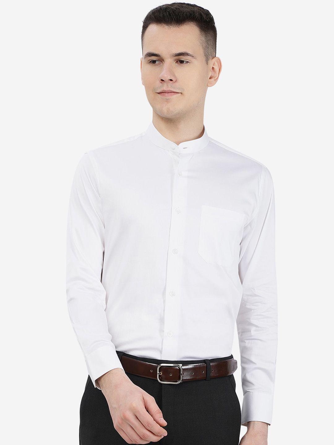 metal mandarin collar slim fit formal cotton shirt