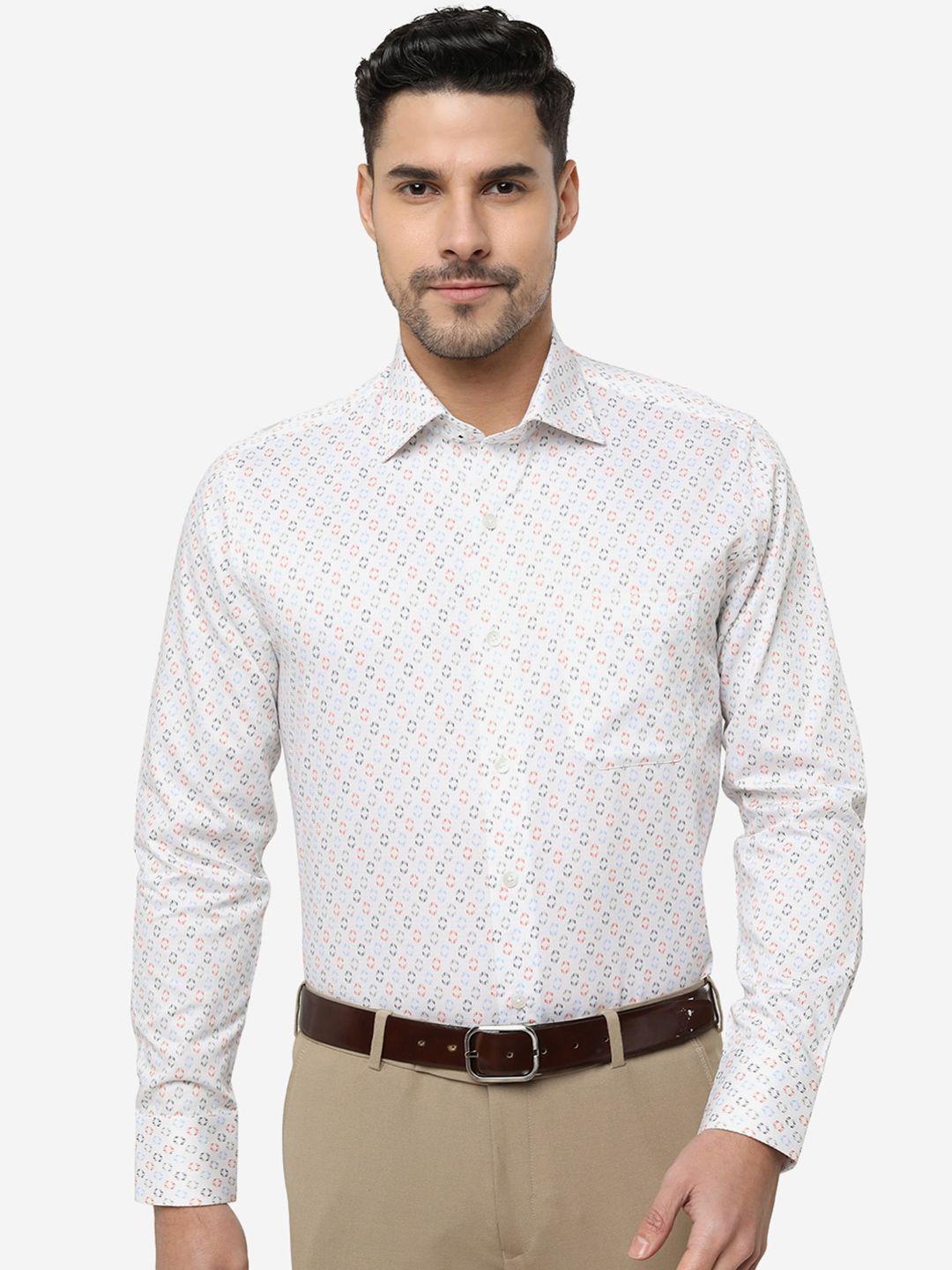 metal micro ditsy printed spread collar cotton slim fit formal shirt