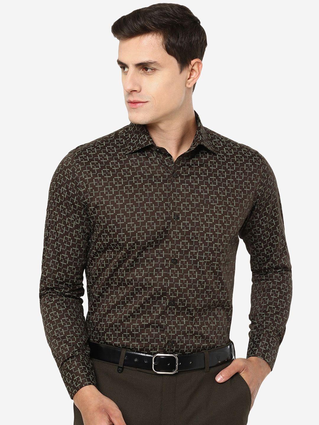 metal cotton slim fit floral printed formal shirt