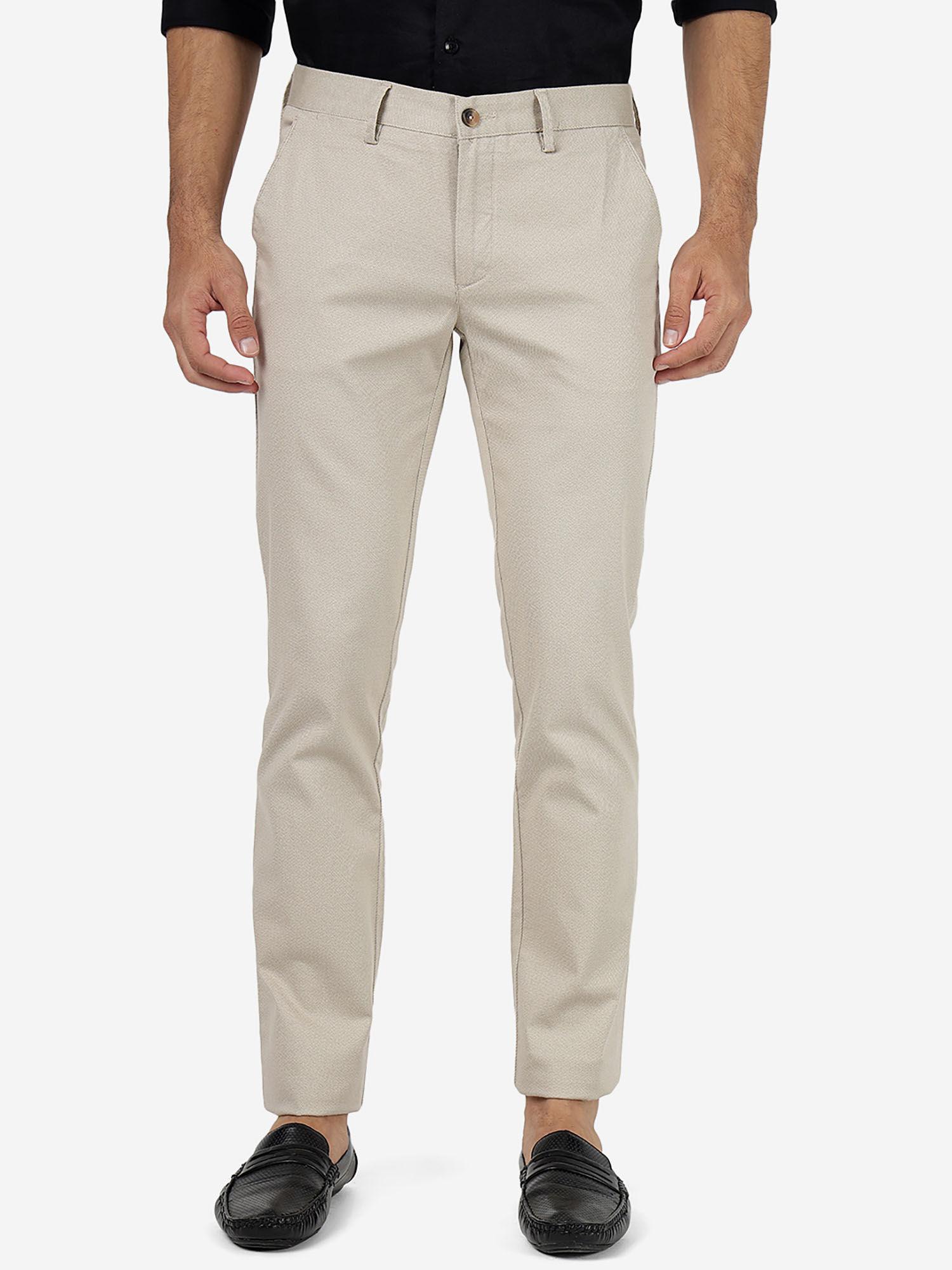 metal cream formal trouser