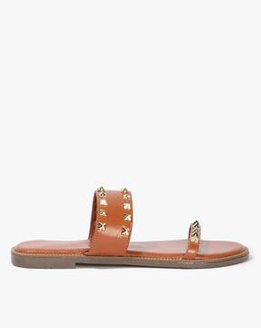 metal embellished slip-on sandals