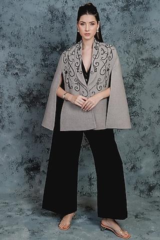 metal embroidered tuxedo cape