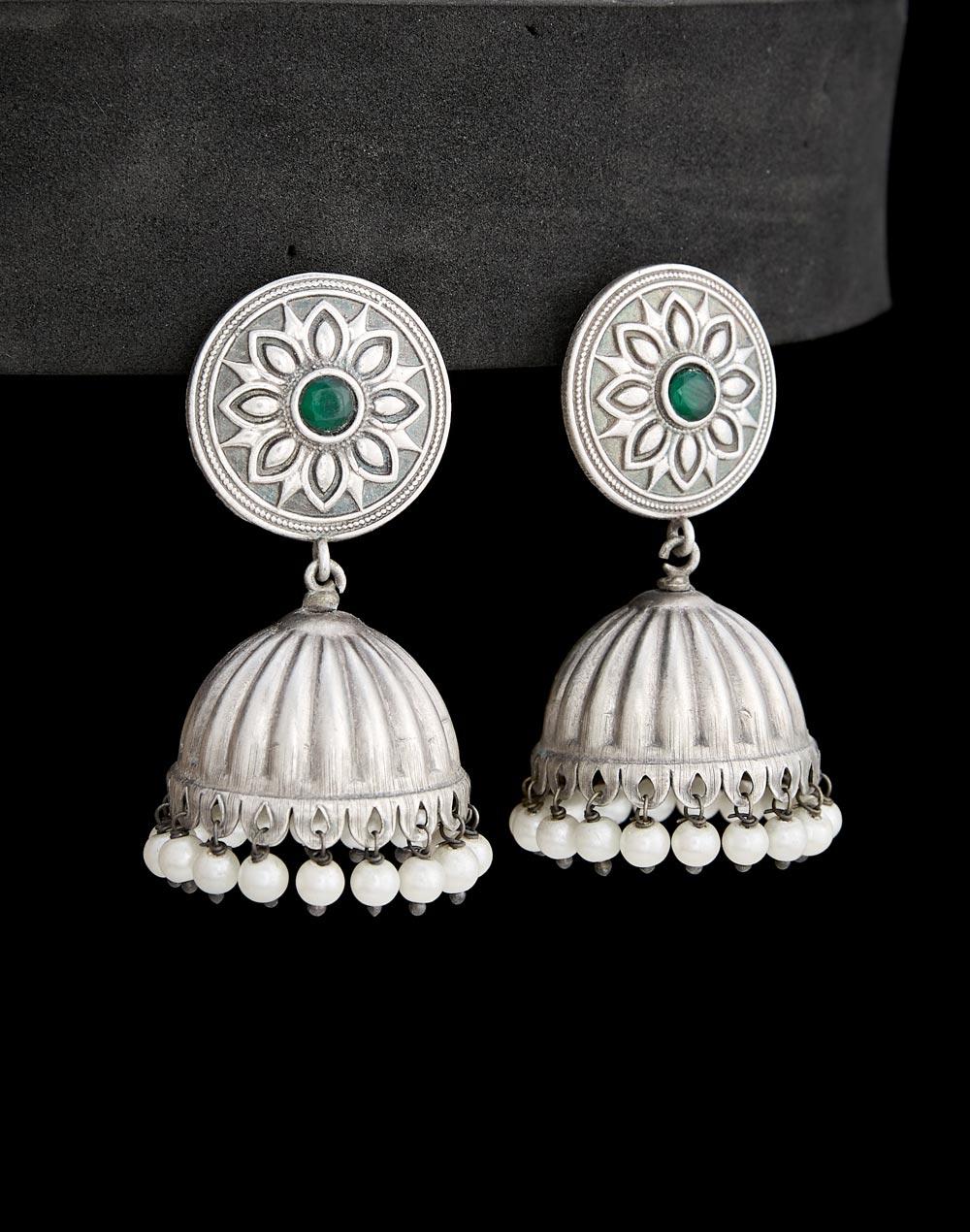 metal jhumka earrings