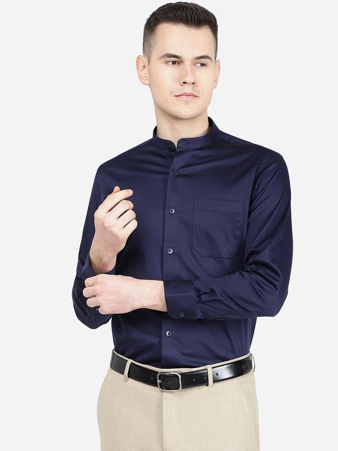 metal mandarin collar cotton slim fit formal shirt