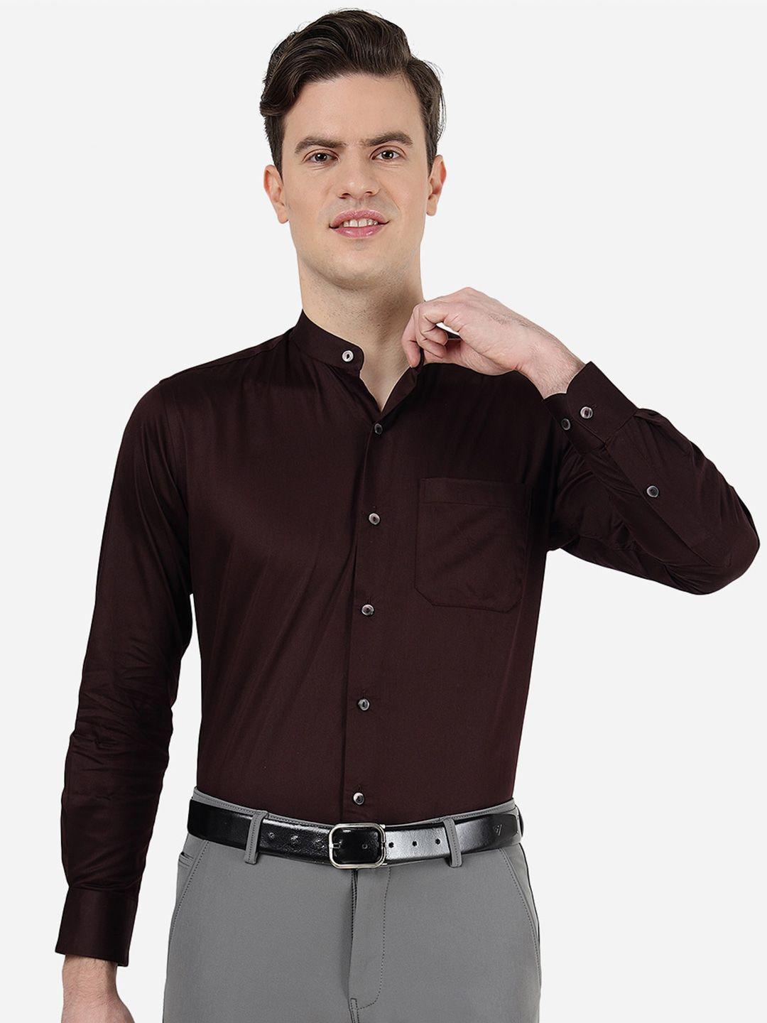 metal mandarin collar long sleeves slim fit casual cotton shirt