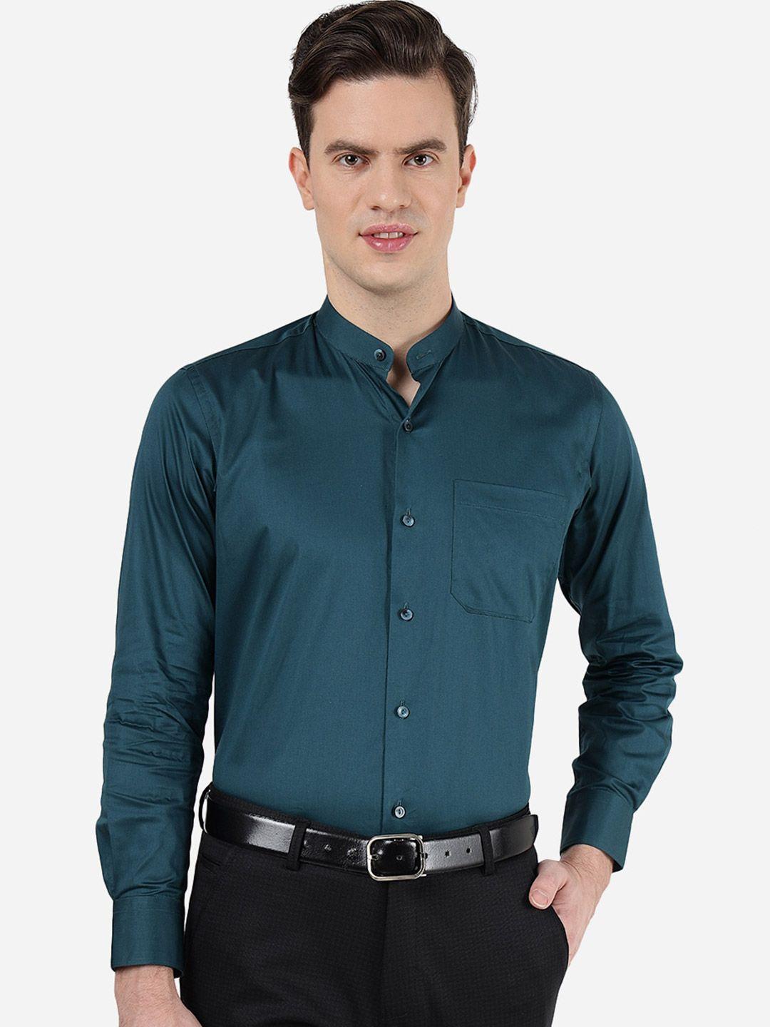 metal mandarin collar long sleeves slim fit cotton casual shirt