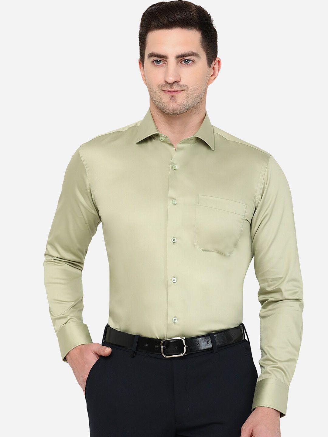 metal men green classic slim fit cotton formal shirt