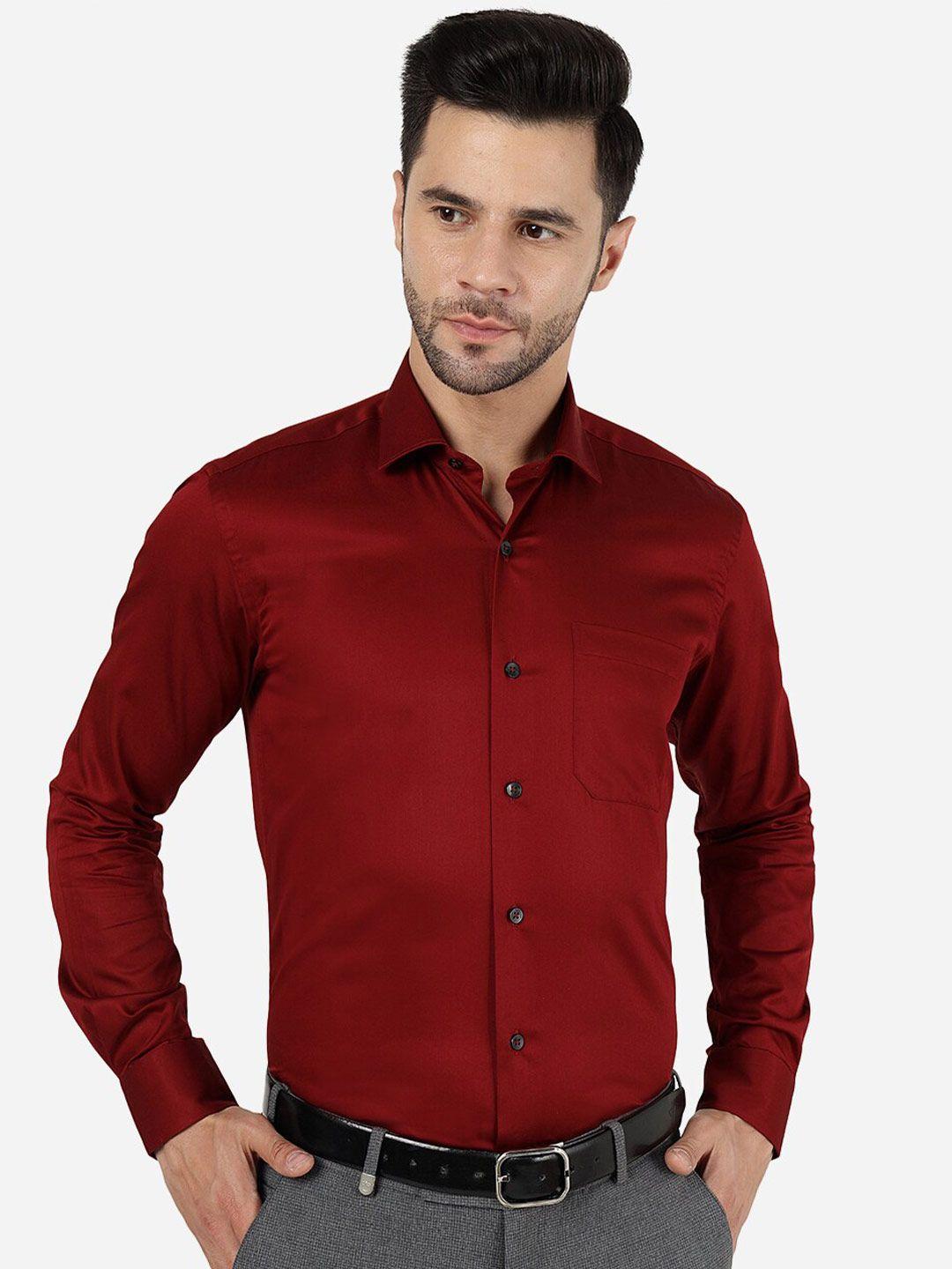 metal men maroon slim fit opaque formal shirt