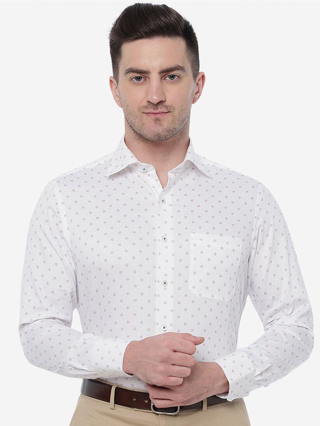 metal men slim fit printed cotton formal shirt