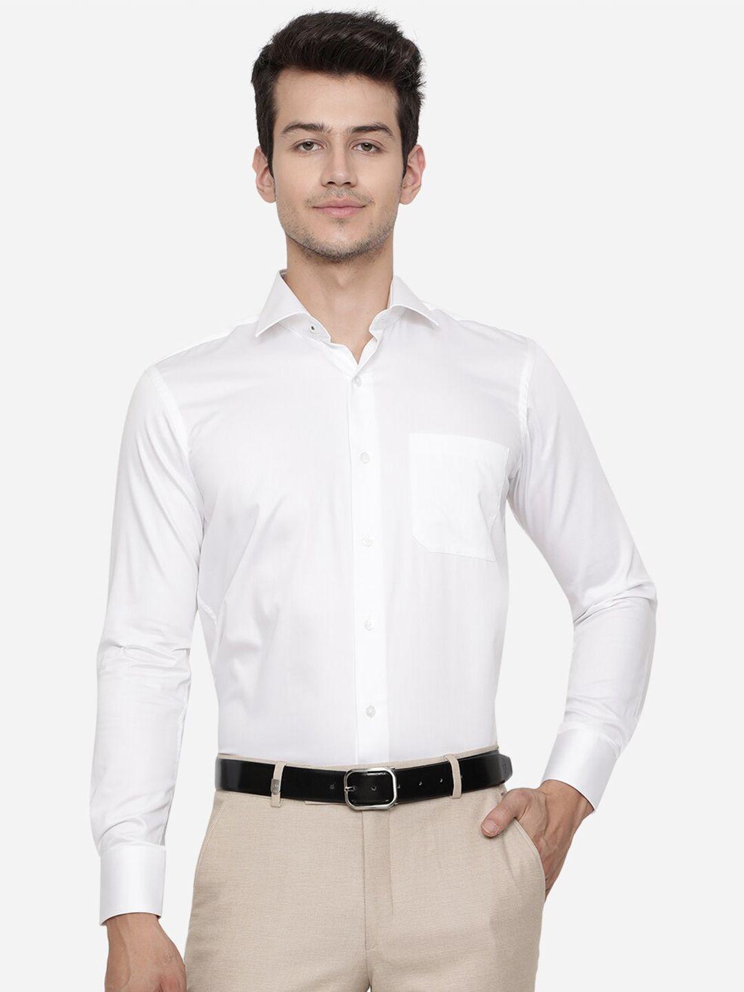 metal men white slim fit pure cotton formal shirt