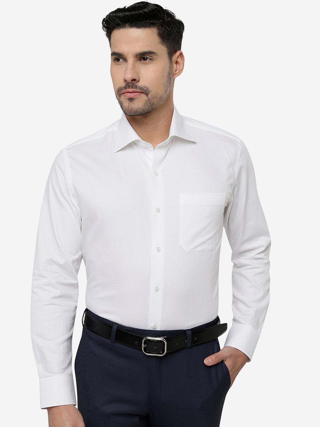 metal self design slim fit formal cotton shirt