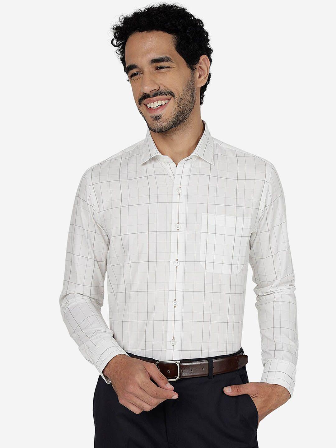 metal slim fit checked pure cotton formal shirt