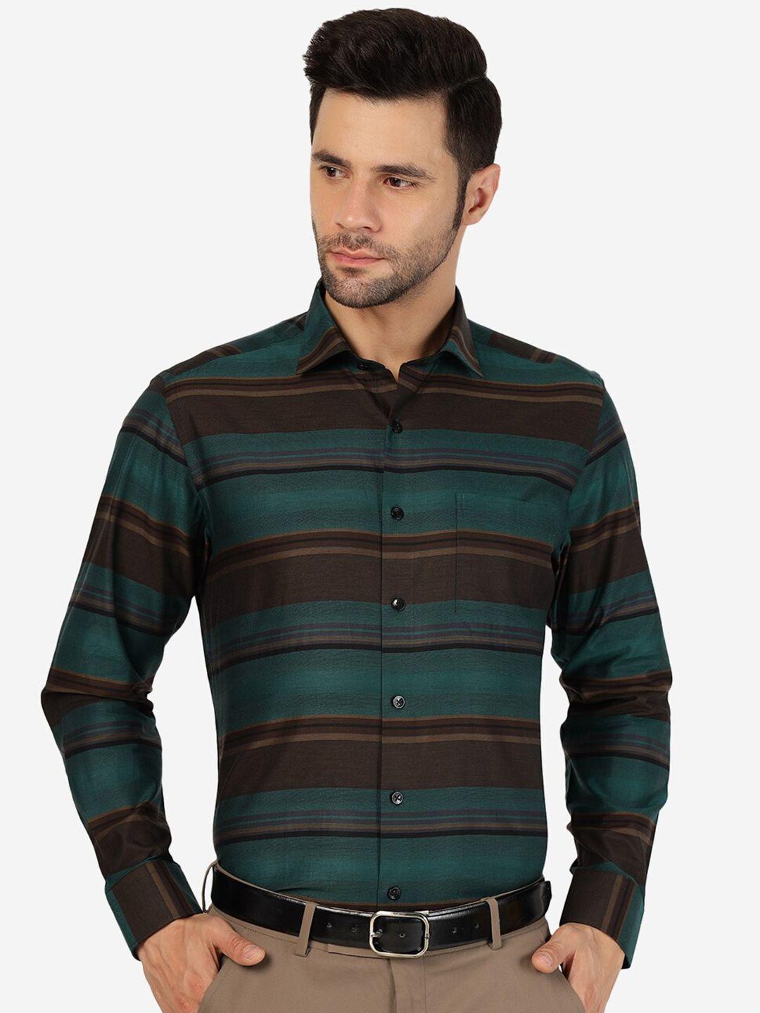 metal slim fit multi stripes cotton formal shirt