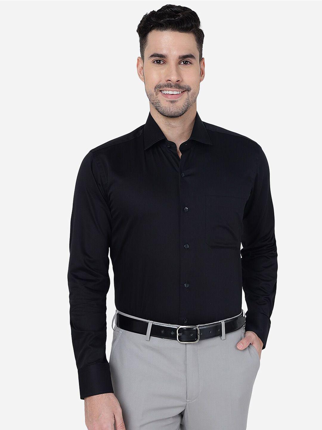 metal slim fit spread collar formal cotton shirt