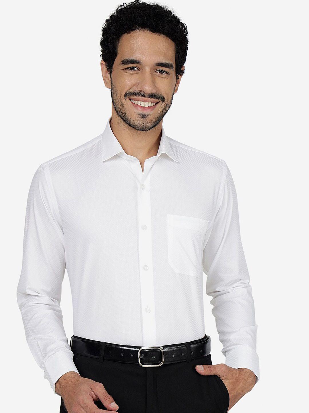 metal slim fit textured pure cotton formal shirt