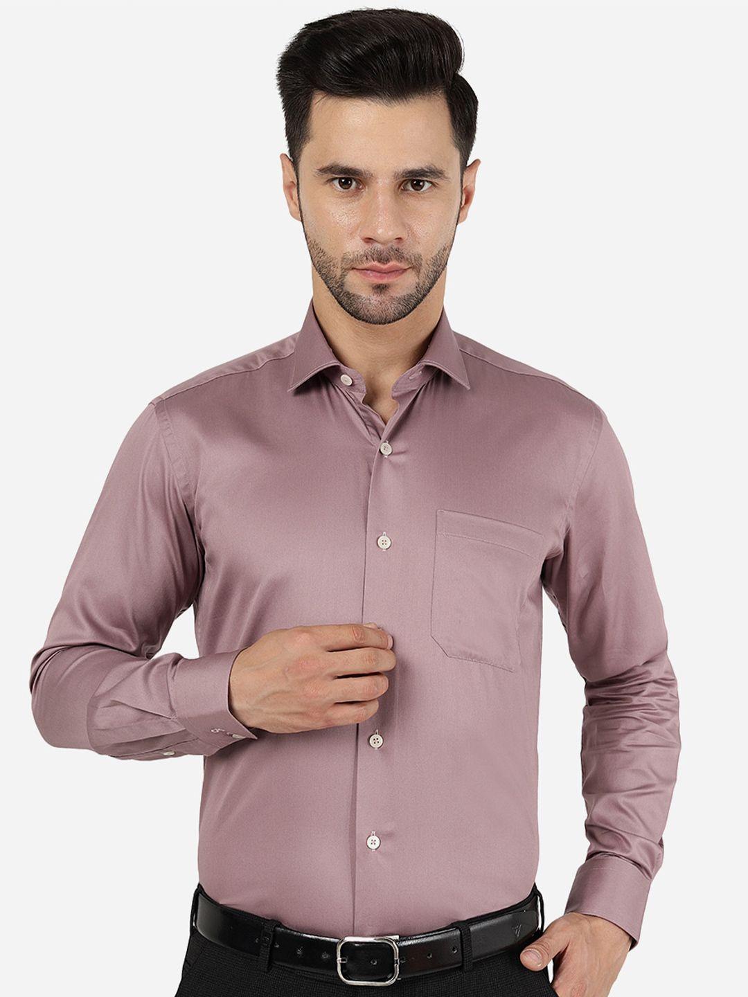 metal spread collar cotton slim fit formal shirt
