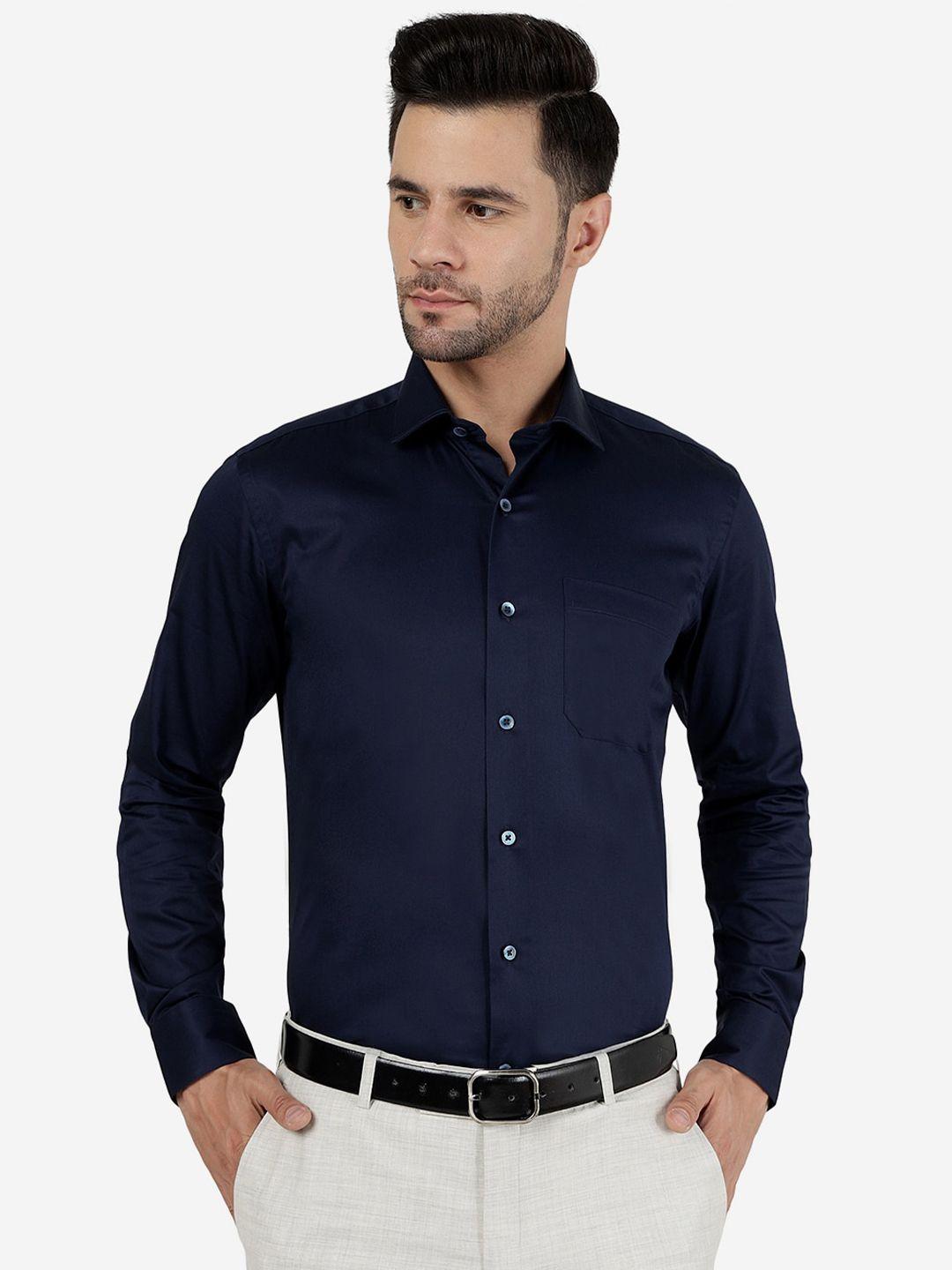 metal spread collar cotton slim fit formal shirt