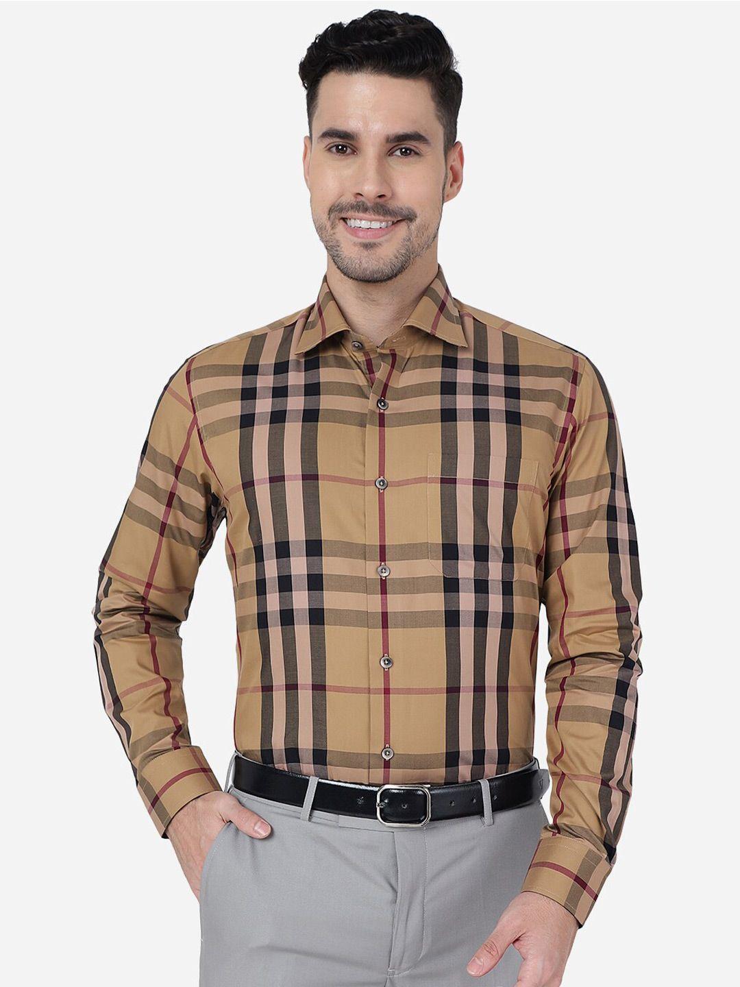 metal tartan checked slim fit pure cotton formal shirt