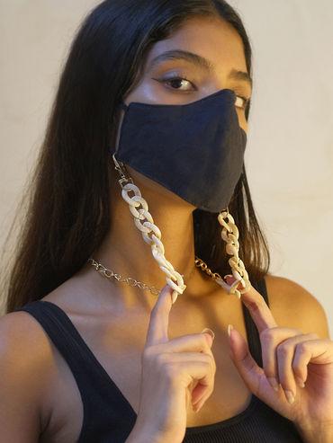 metallic gold-toned chain-link marble beige acrylic mask chain or sunglass chain